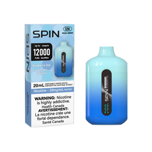 Spin 12K Disposable Vape - Blueberry Ice, 12000 Puffs