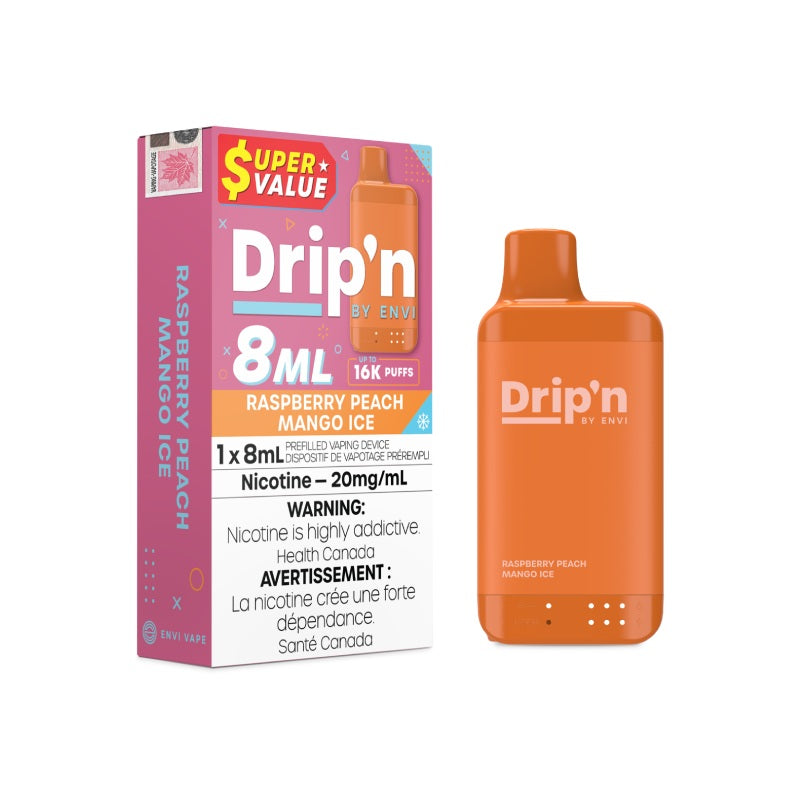 Drip'n 16k Disposable Vape Raspberry Peach Mango Ice