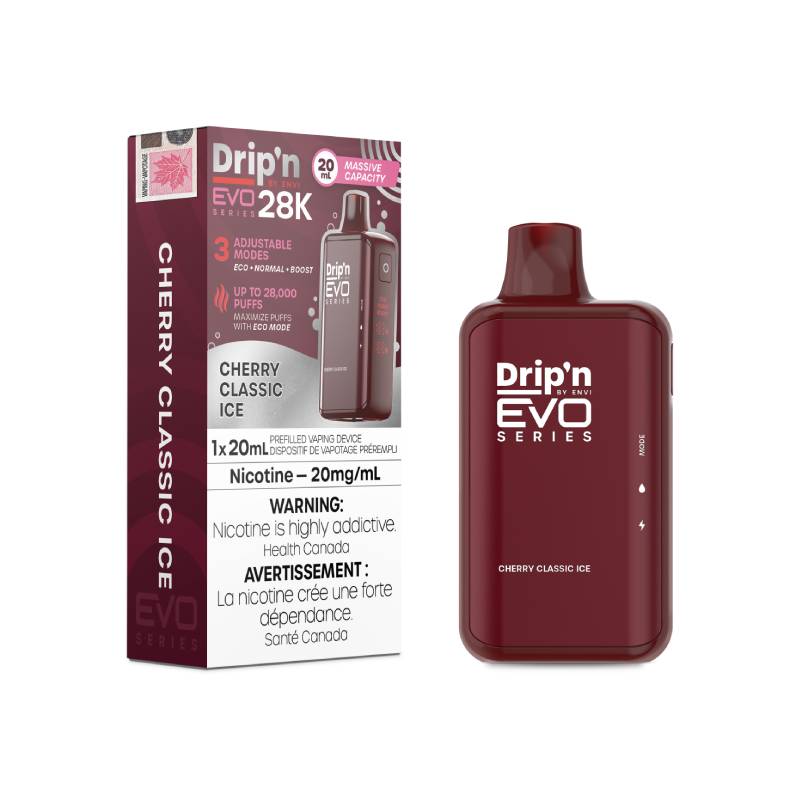Envi Drip'n Evo 28K Disposable Vape - Cherry Classic, 20ML Vapeluv Vapeshop Envi Drip'n Evo 28K Disposable Vape - Cherry Classic, 20ML Vapeluv Vapeshop