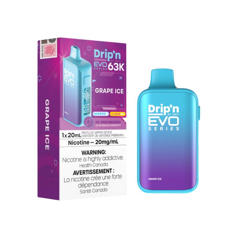 Drip'n Evo 63K - Grape Ice Disposable Vape  Vapeluv Vapeshop