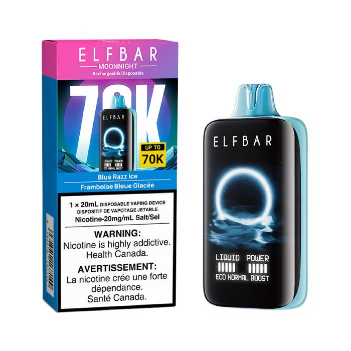 Elf Bar Moon Night 70k Blue Razz Ice Disposable Vape – Sweet and tangy blue raspberry with a cooling finish