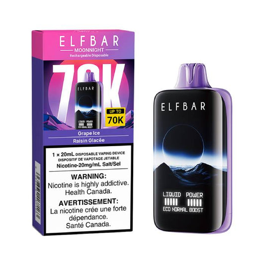 Elf Bar Moon Night 70k Grape Ice Disposable Vape – Juicy grape flavour with an icy menthol twist