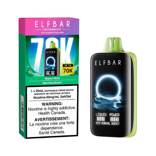 Elf Bar Moon Night 70k Miami Mint Disposable Vape – Refreshing mint profile inspired by tropical Miami vibes