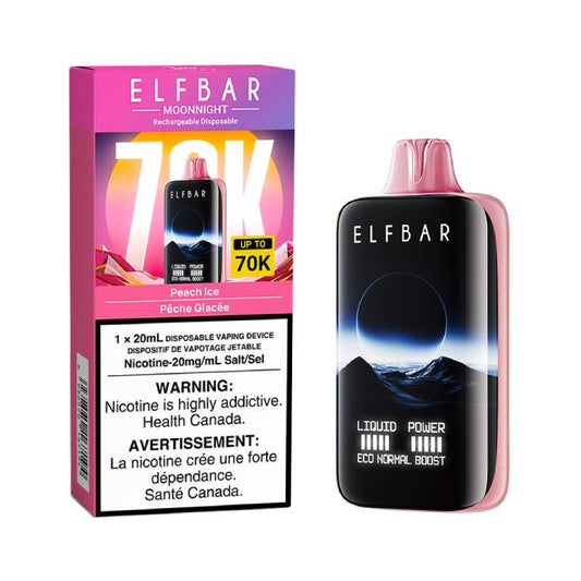 Elf Bar Moon Night 70k Peach Ice Disposable Vape – Ripe peach flavour enhanced with a smooth cooling sensation