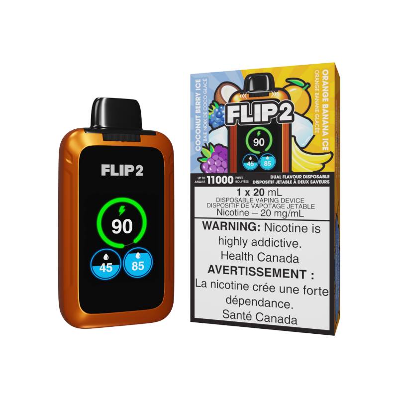 Flip Bar 2 Disposable - Coconut Berry Ice & Orange Banana Ice, 20ML Vapeluv Vapeshop Flip Bar 2 Disposable - Coconut Berry Ice & Orange Banana Ice, 20ML Vapeluv Vapeshop