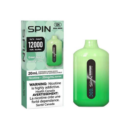 Spin 12K Disposable Vape - Green Apple, 12000 Puffs