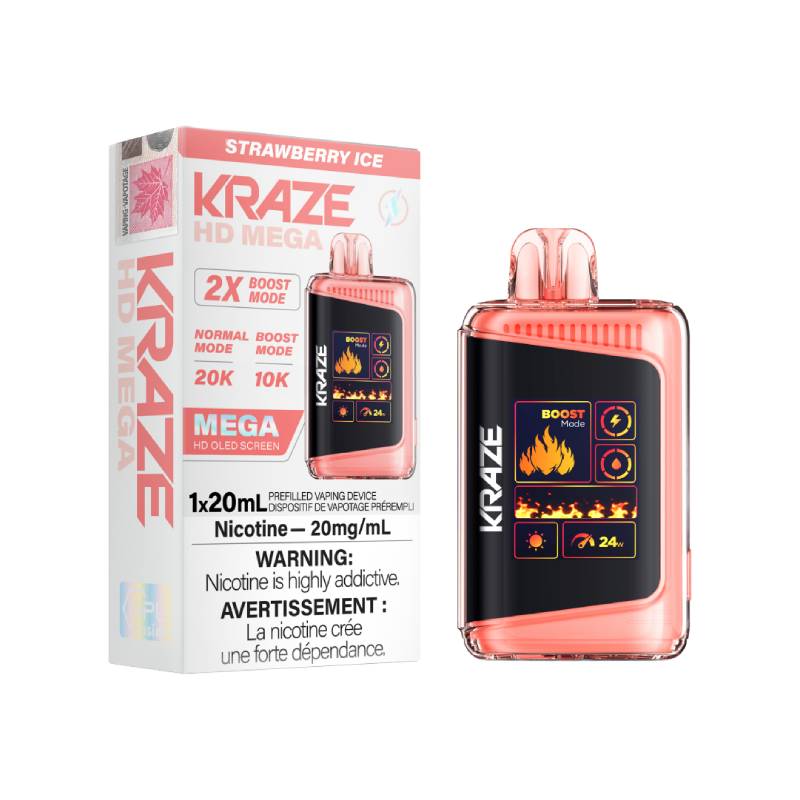 Kraze HD Mega Disposable Vape - Strawberry Ice, 20000 Puffs Vapeluv Vapeshop Kraze HD Mega Disposable Vape - Strawberry Ice, 20000 Puffs Vapeluv Vapeshop