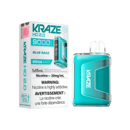 Kraze HD 2.0 9K Disposable Vape - Blue Razz, 9000 Puffs