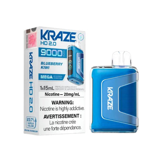 Kraze HD 2.0 9K Disposable Vape - Blueberry Kiwi, 9000 Puffs