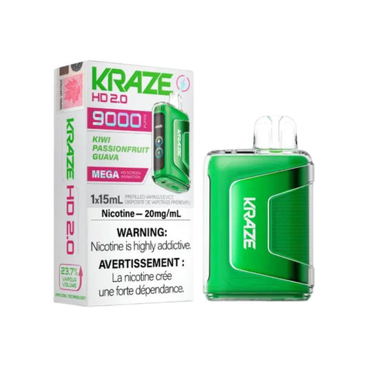 Kraze HD 2.0 9K Disposable Vape - Kiwi Passionfruit Guava, 9000 Puffs