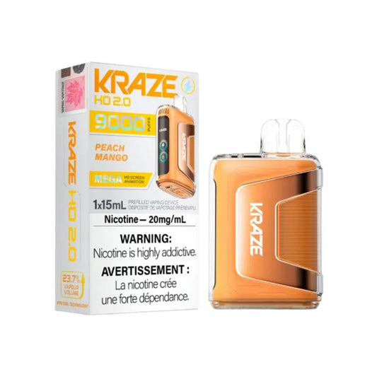 Kraze HD 2.0 9K Disposable Vape - Peach Mango, 9000 Puffs