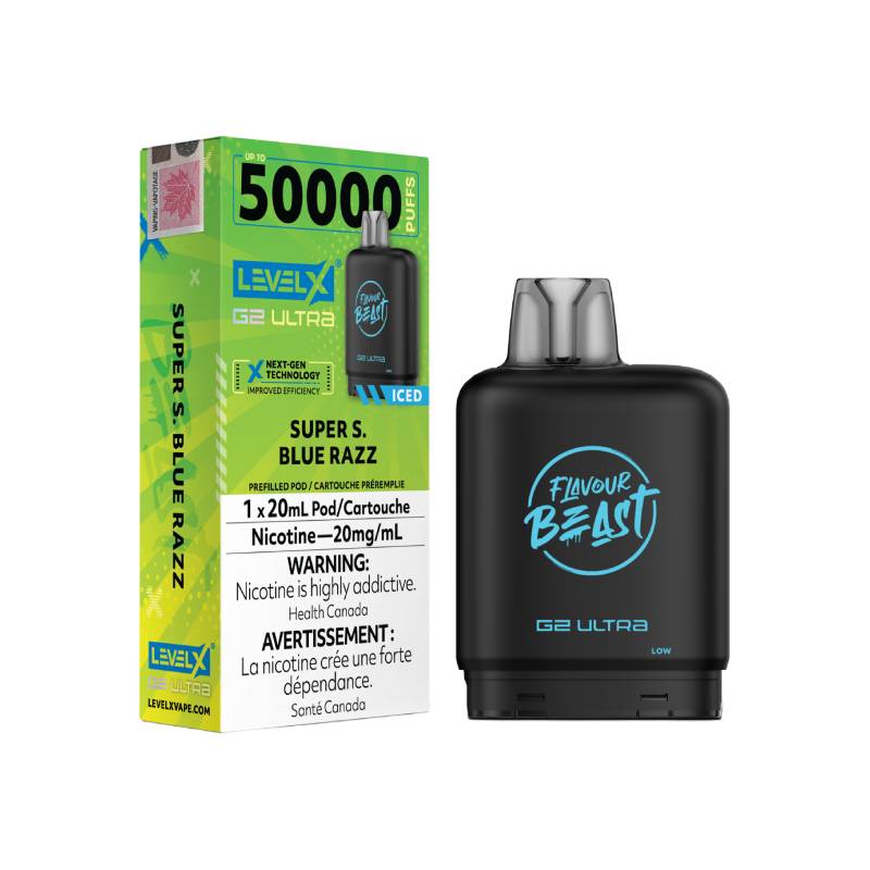 Flavour Beast Level X G2 Ultra Pod 50K - Super S. Blue Razz Iced