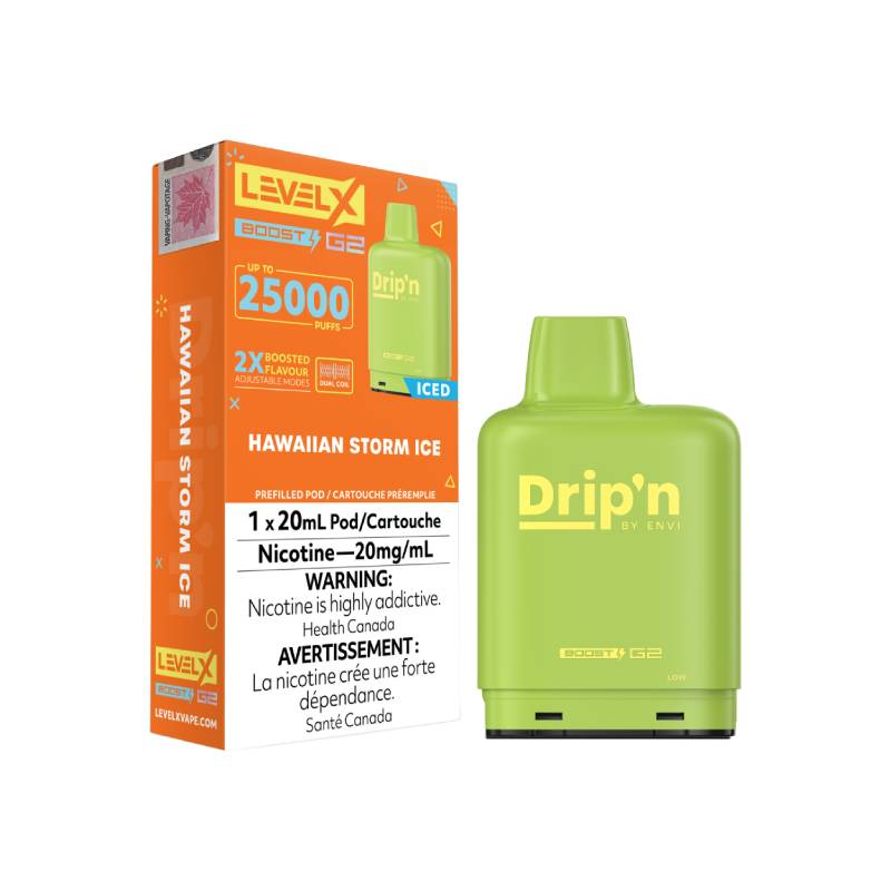 Level x Drip'n by Envi Hawaiian Storm Ice G2 Pods - 20mL, 25K Puffs Vapeluv Vapeshop Level x Drip'n by Envi Hawaiian Storm Ice G2 Pods - 20mL, 25K Puffs Vapeluv Vapeshop