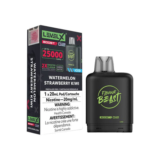 Level X Boost Flavour Beast G2 Pods - Watermelon Strawberry Kiwi, 25K Puffs