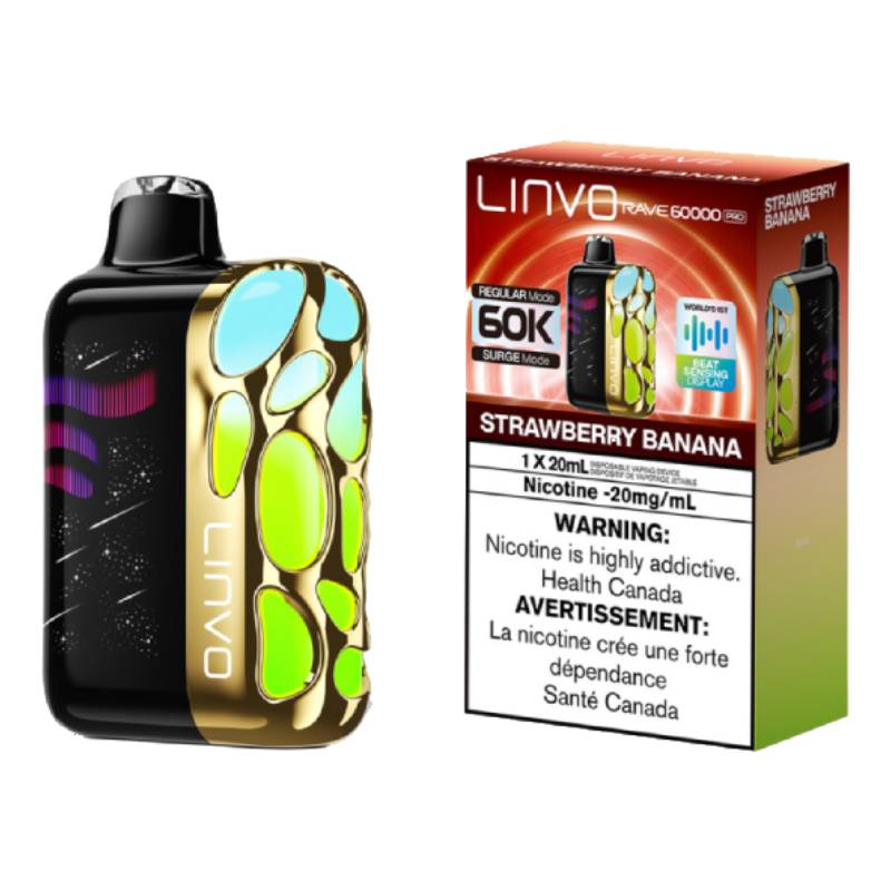 Linvo Rave 60K Disposable Vape - Strawberry Banana Vapeluv Vapeshop Linvo Rave 60K Disposable Vape - Strawberry Banana Vapeluv Vapeshop