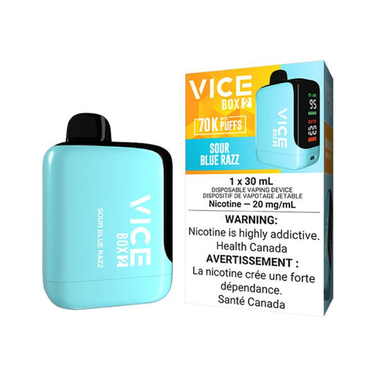 Vice Box 2 Sour Blue Razz Disposable Vape – 70,000 Puffs, 30mL, 20mg Nicotine