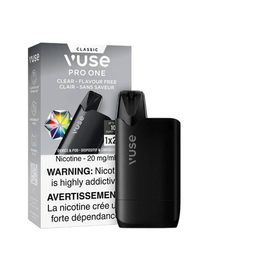 Vuse Pro One vaping device and packaging on a white background