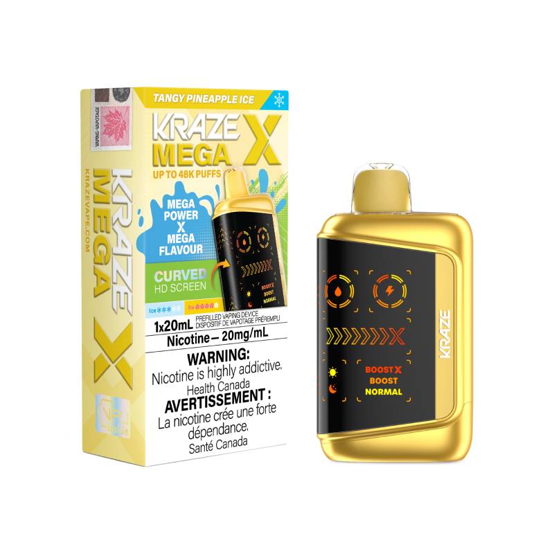 Kraze Mega X 48K - Tangy Pineapple Ice Disposable Vape Vapeluv Vapeshop Kraze Mega X 48K - Tangy Pineapple Ice Disposable Vape Vapeluv Vapeshop