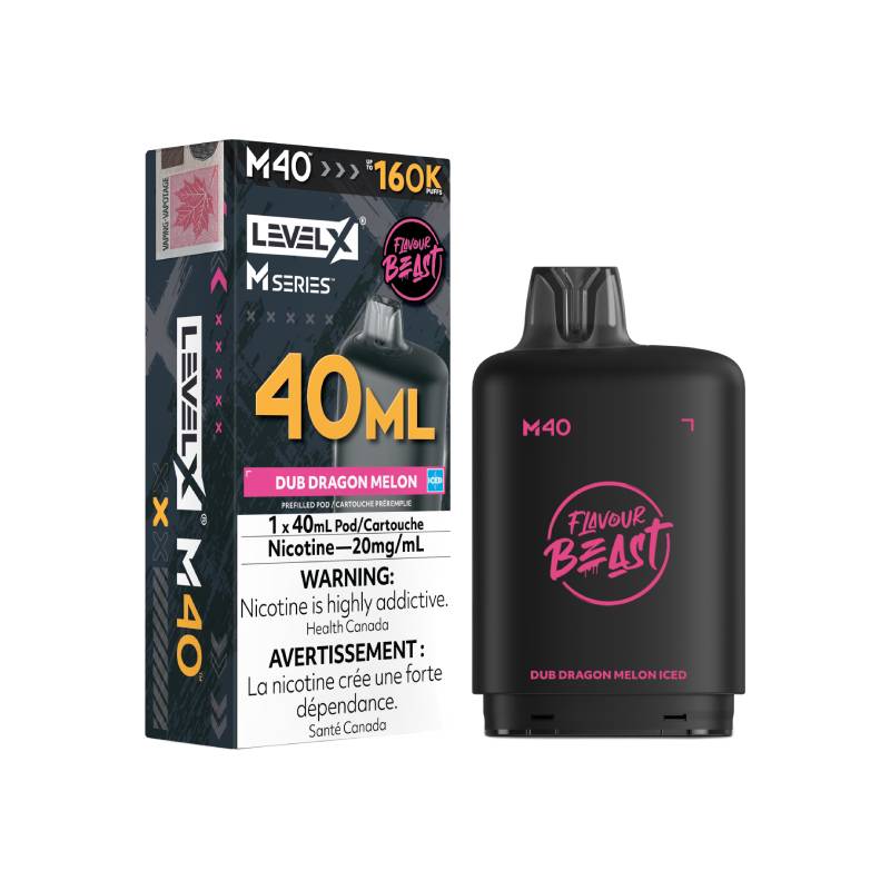 Level X M Series M40 160K Dub Dragon Melon Iced vape pod with retail packaging