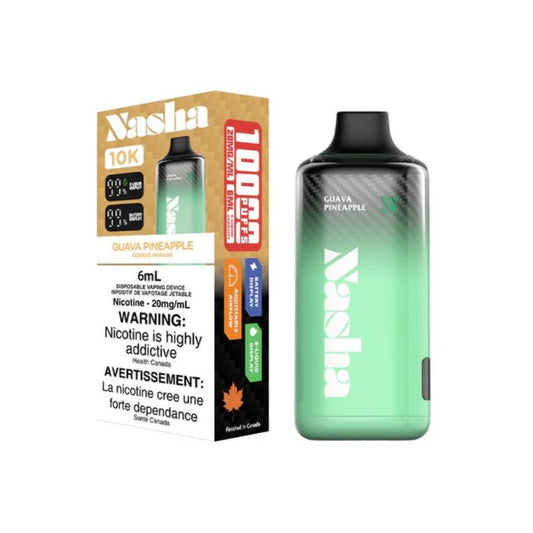Nasha 10k Guava Pineapple disposable vape 20mg Synthetic 50 nic — exotic guava and tangy pineapple flavour, 10,000 puff device