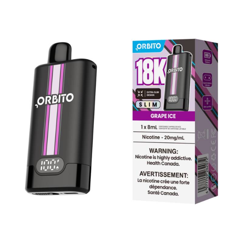Orbito Slim 18K Grape Ice disposable vape with retail packaging