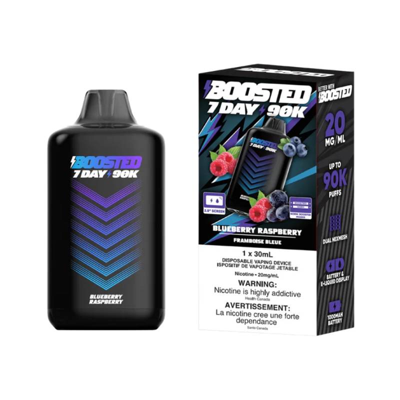 Boosted 7Day 90K Disposable Vape Blueberry Raspberry 90000 Puffs