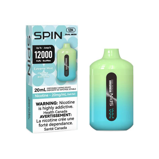 Spin 12K Disposable Vape - Extreme Mint, 12000 Puffs