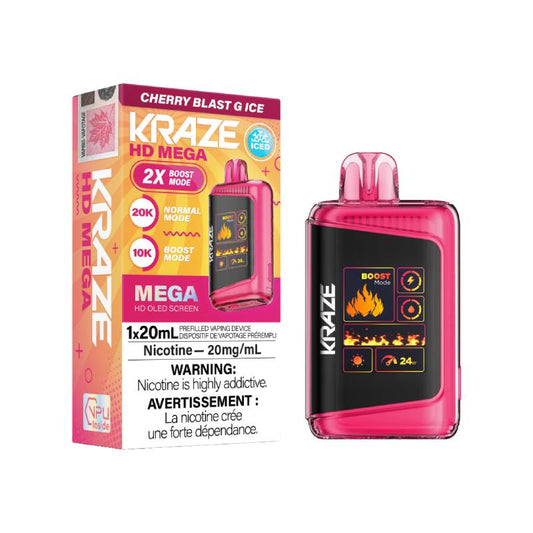 Kraze HD Mega 20k Cherry Blast G Ice Disposable Vape