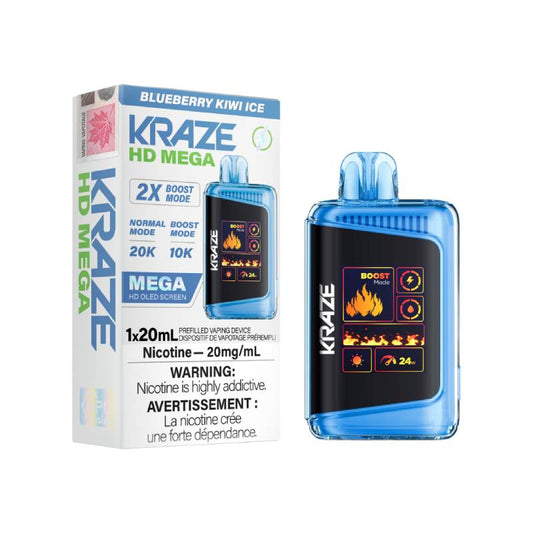 Kraze HD Mega Disposable Vape - Blueberry Kiwi Ice, 20000 Puffs