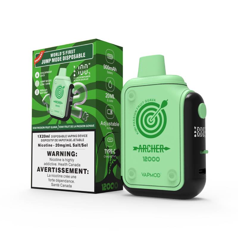 Vapmod Archer 12K Disposable Vape - Kiwi Passionfruit Guava, 12000 Puffs