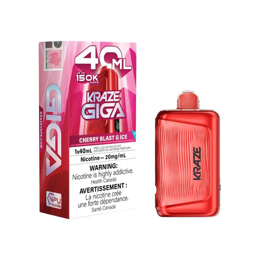 Kraze Giga 150K -  Cherry Blast G Ice Disposable Vape