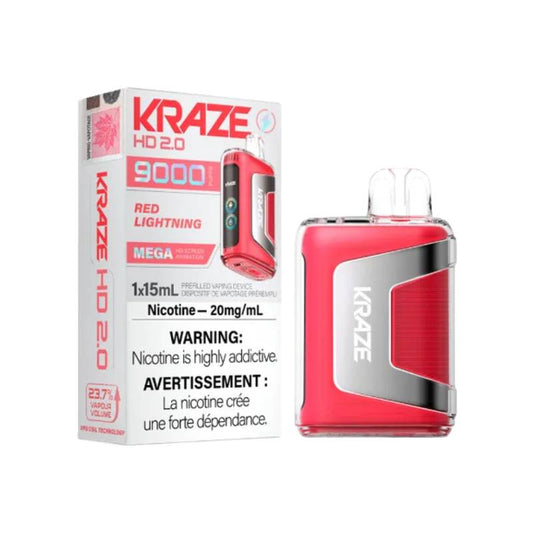 Kraze HD 2.0 9K Disposable Vape - Red Lightning, 9000 Puffs
