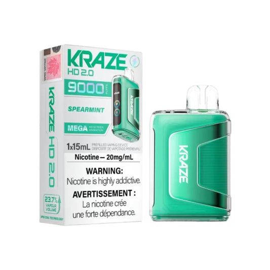 Kraze HD 2.0 9K Disposable Vape - Spearmint, 9000 Puffs