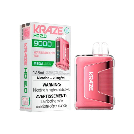 Kraze HD 2.0 9K Disposable Vape - Watermelon Ice, 9000 Puffs