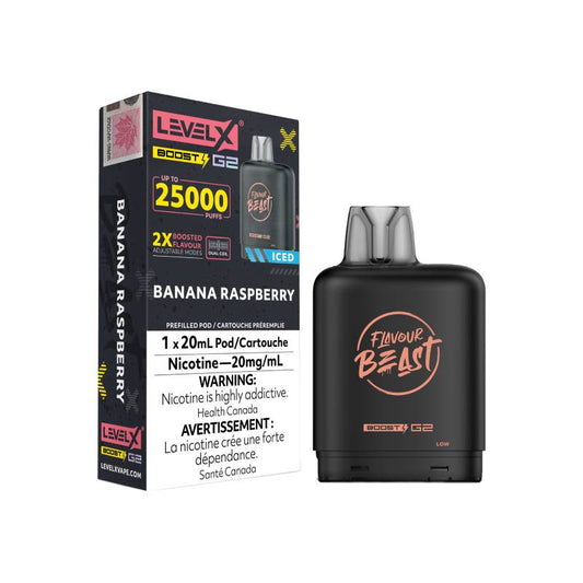 Level X Boost Flavour Beast G2 Pods - Banana Raspberry Iced, 25K Puffs