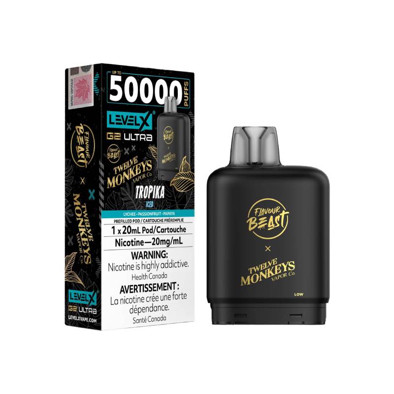 Level X G2 Ultra Flavour Beast Twelve Monkeys Tropika Iced 50K Puffs Pod
