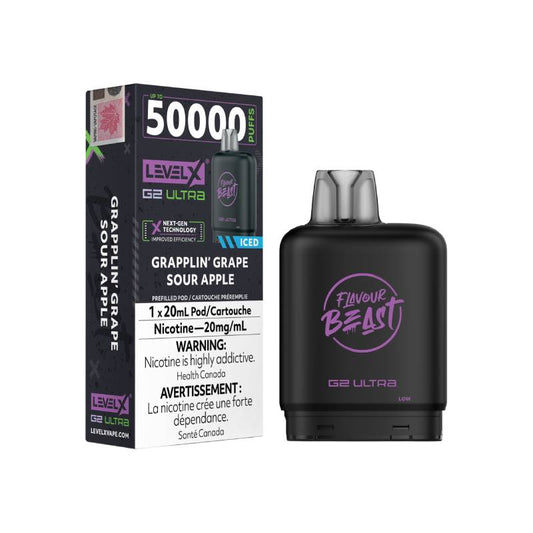 Flavour Beast Level X G2 Ultra Pod 50K - Grapplin’ Grape Sour Apple Iced