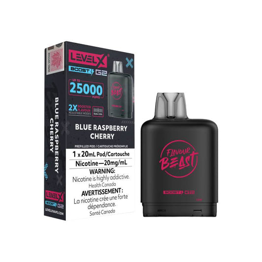 Level X Boost Flavour Beast G2 Pods - Blue Raspberry Cherry, 25K Puffs