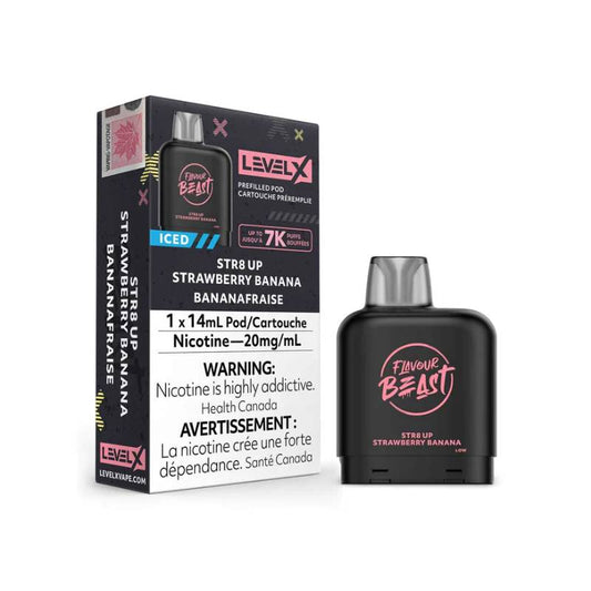 Level X STR8 UP Strawberry Banana Flavour Beast Pods