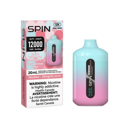 Spin 12K Disposable Vape - Lychee Watermelon Strawberry, 12000 Puffs