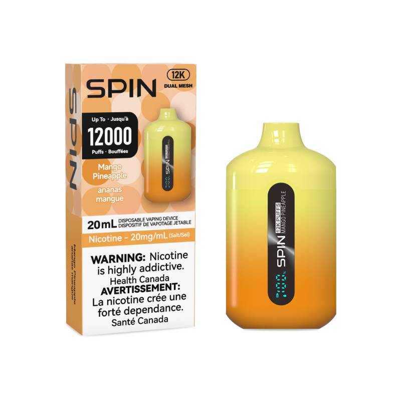 Spin 12K Disposable Vape - Mango Pineapple, 12000 Puffs