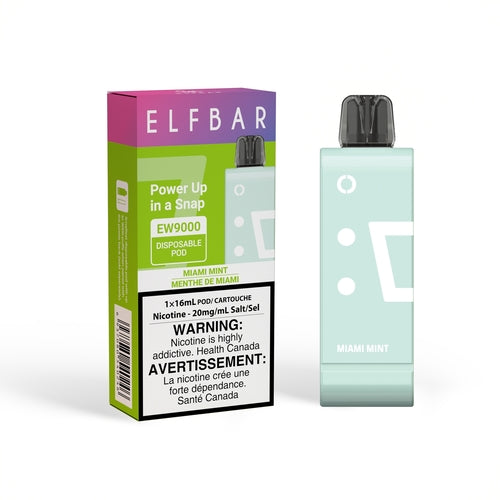 Elf Bar EW9000 Pods - Miami Mint, 9000 Puffs