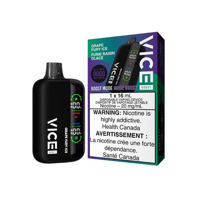 Vice Boost Disposable Vape - Grape Fury Ice, 9000 Puffs