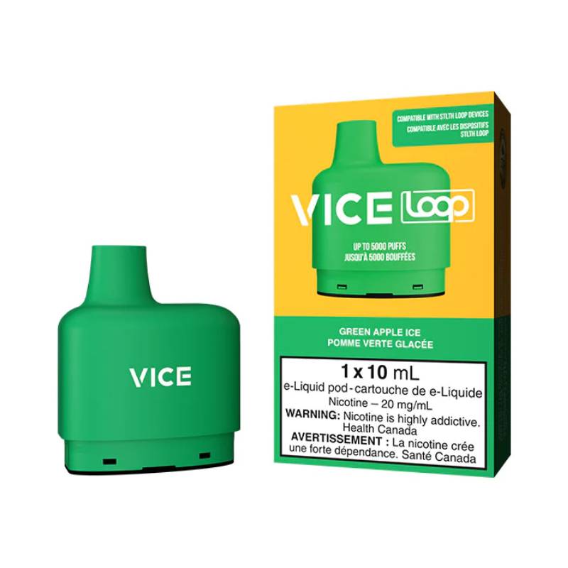 Vice Loop Pods - Green Apple Ice, 5000 Puffs, 10ML – Vapeluv Vapeshop