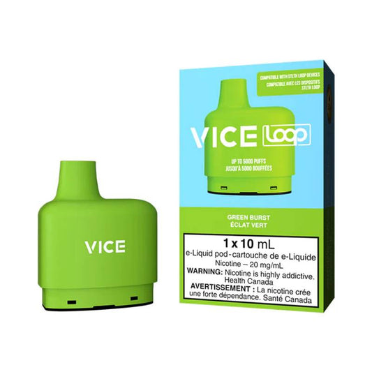 Vice Loop Pods - Green Burst, 5000 Puffs, 10ML