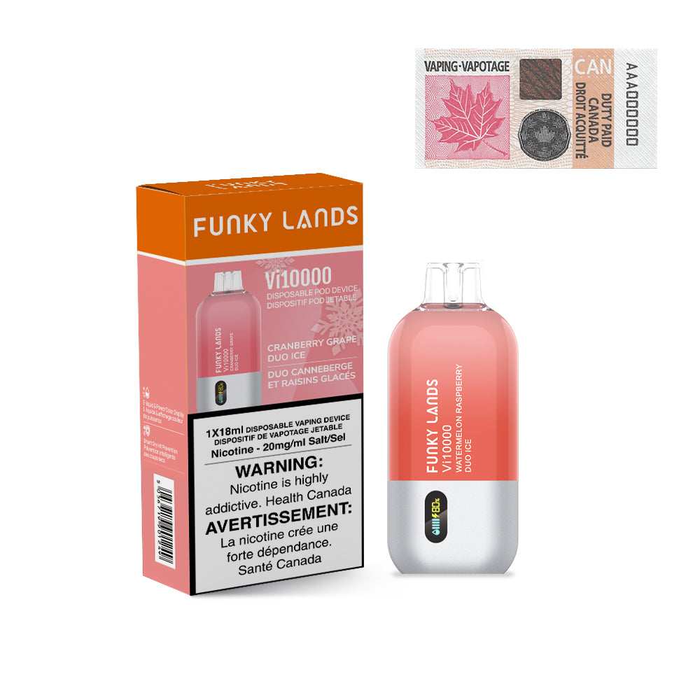 Funky Lands 10000 Watermelon Raspberry Duo Ice Disposable Vape