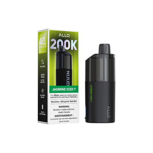 ALLO NUUD 200K Jasmine Iced T disposable vape with retail packaging