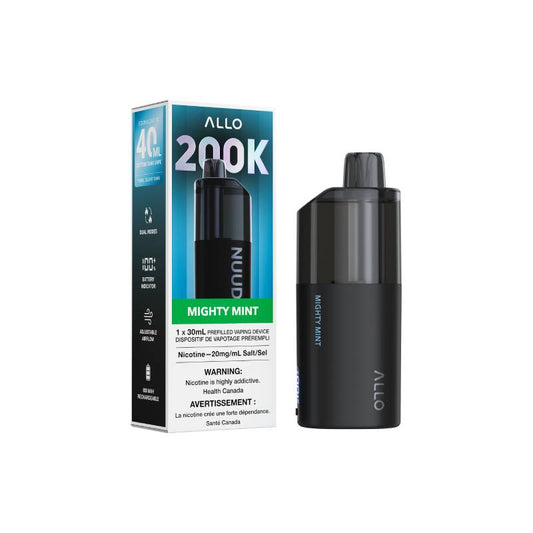 ALLO NUUD 200K Mighty Mint disposable vape with retail packaging