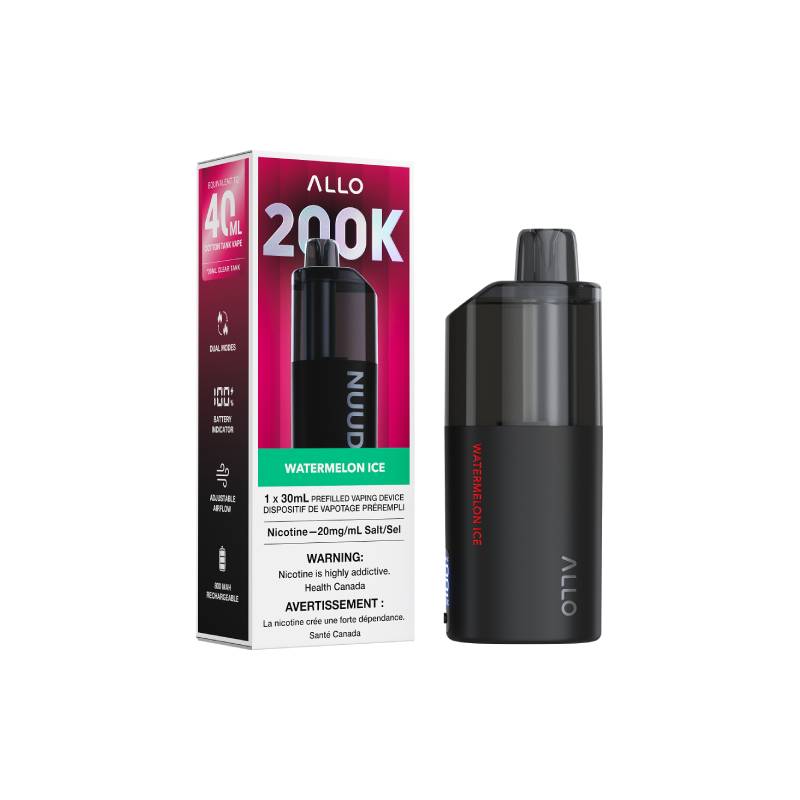ALLO NUUD 200K Watermelon Ice disposable vape with retail packaging