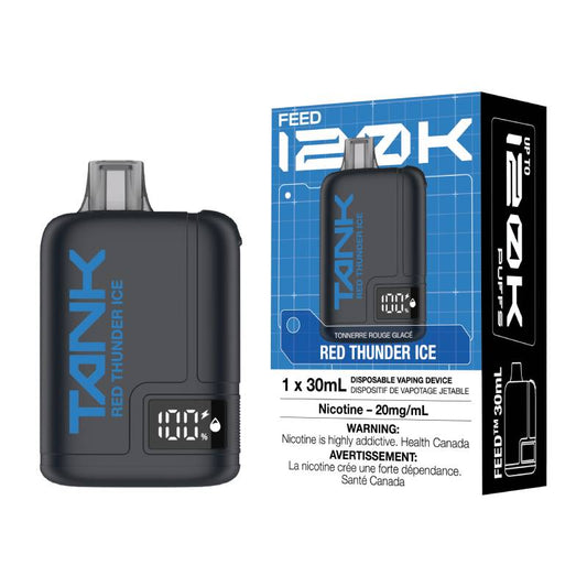 FEED TANK 120K Red Thunder Ice disposable vape with retail packaging